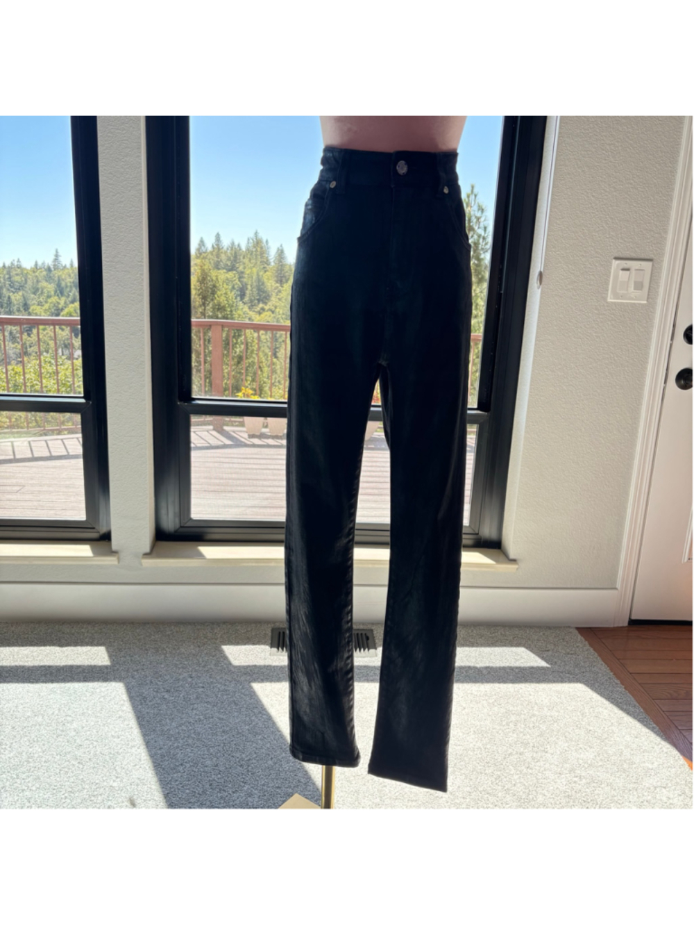 Versus Versace Boyfriend Black Coated Tiger Stripe Jeans Medusa Italy size 26
